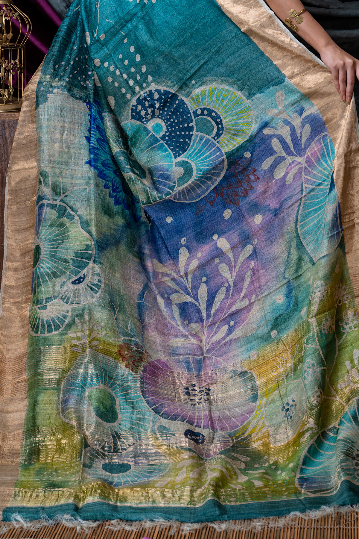 Hand Painted Tussar Silk Saree